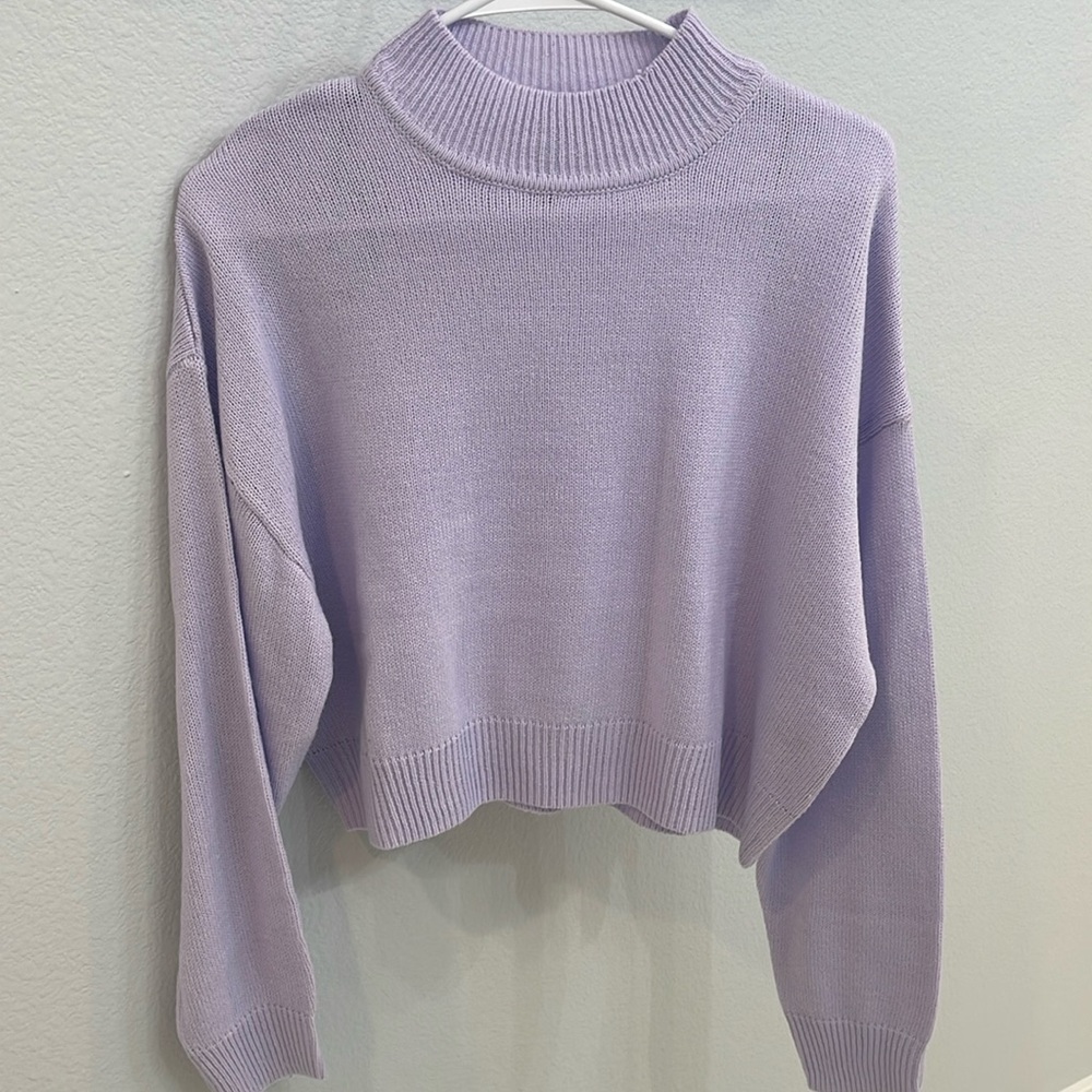 Divided (H&M) Cropped Purple Sweater with High Neck/Turtleneck